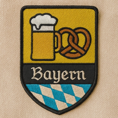 Gestickter Aufnäher Bayern Aufnäher, blau weiß, ca 8 cm, zum aufbügeln