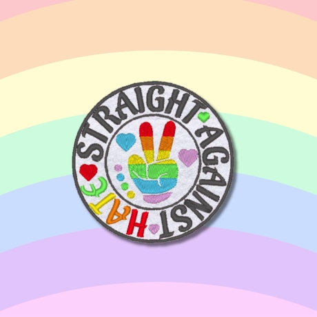 Pride Aufnäher – Rundes LGBTQ+ Aufnäher mit Peace-Zeichen, Regenbogen