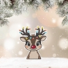 Weihnachten Aufnäher | Gesticktes Rentier mit Lichtern - 7,5 cm - Urlaub aufbügelbare Applikation