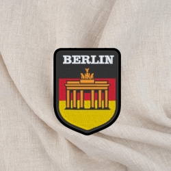 Travel Aufnäher |Berlin Aufnäher Brandenburger Tor | 8 cm Stickpatch | Rot Schwarz Gelb