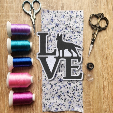 Hunde Aufnäher: Gestickte Silhouette Applikation, Farben anpassbar