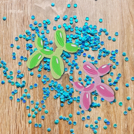 Luftballon Tier Aufnäher, gestickt, personalisierbar, zum aufbügeln oder aufnähen, hellblau