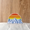 Retro Berg Aufnäher, orange Sonnenuntergang, gestickter Natur Aufnäher