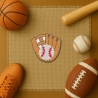 Gestickter Baseball Aufnäher: Handschuh & Ball zum Aufbügeln (7,5 cm)