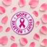 Breast Cancer Patch, Pink Ribbon Hope Fight Believe, 9cm Round