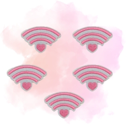 Valentinstag Aufnäher | Herz-WiFi Gestickt Rosa Applikation Bügelbild