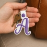Initial Keychain, bestickt | Personalisierter Buchstabe Anhänger, individuelle Farbe mit Schlüsselring aus Metall