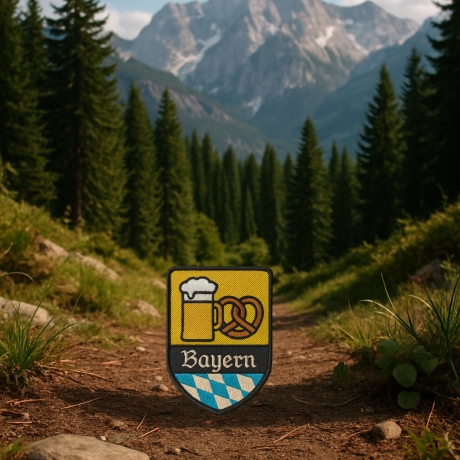 Gestickter Aufnäher Bayern Aufnäher, blau weiß, ca 8 cm, zum aufbügeln