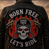 „Born Free“ – XXL Biker Rückenpatch – Handgemachter Motorrad Rückenpatch 37 cm
