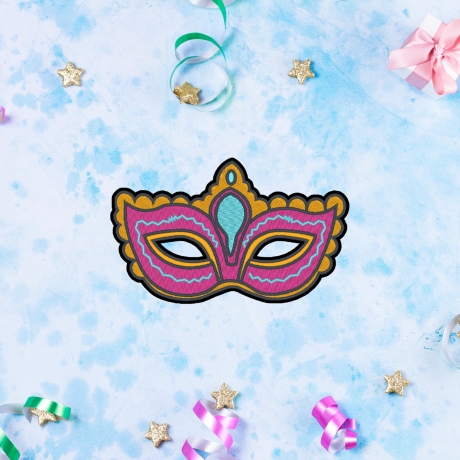 Fasching Aufnäher, Kostüm-Maske, 9 cm, rosa