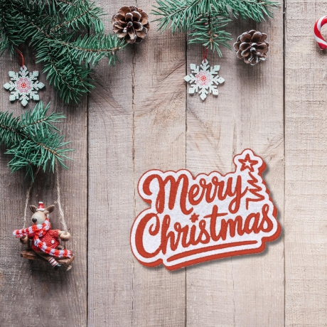 Festlicher Urlaub Filz Aufnäher | Aufgestickt Merry Christmas |. 8cm