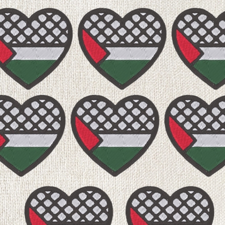 Palästina Patch – Palästina Herz – 6 cm – Keffiyeh & Flagge, Rot Weiß Grün