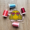 Retro Aufnäher | Gestickter Peace Smiley | 70s Sonnenbrille, Palmen (7 cm)