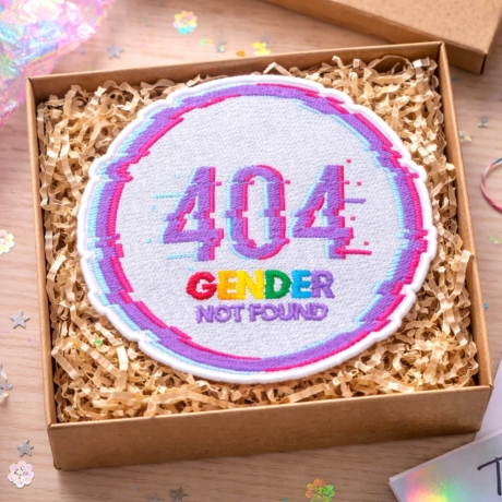 Pride Patch 404 Gender Not schmieden, Regenbogen Aufnäher, gesticktes Abzeichen