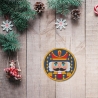 Nussknacker Aufnäher – 9 cm runder Weihnachts-Aufnäher | Festliche Stickerei blau & gold