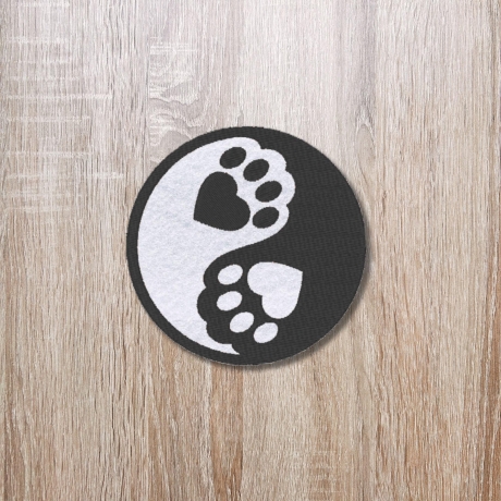 Pet Lover Patch, Hund und Katze Yin-Yang, Black & White