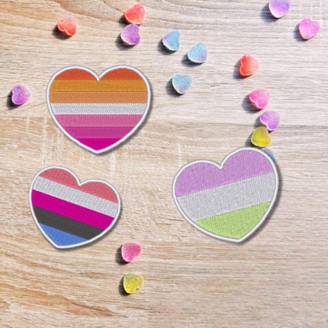 Pride Herz Patch gestickter Regenbogen, kleines Bügelbild queer merch