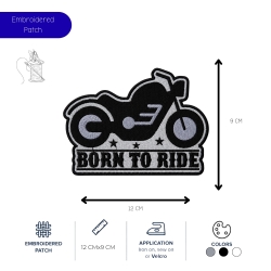 Biker Patch Born toRide, Aufnäher mit Motorrad, Aufnäher, 12 cm