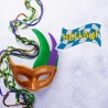 Fasching Aufnäher Hellau mit Bayerischer Flagge, Faschingskostüm Stickerei, 10 cm, Blau & Weiß