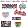 Pride Aufnäher | Gestickte Pronomen | Regenbogen LGBTQ+ Flagge Applikation (7,5 cm)