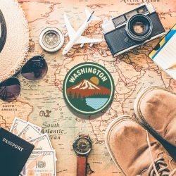 Washington Aufnäher, State Aufnäher Berge | 9 cm Stickpatch | USA Reise Souvenir