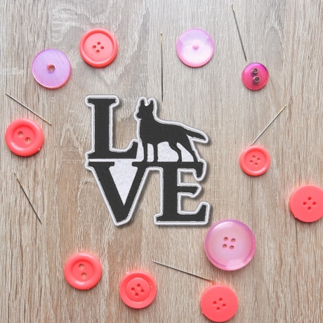 Hunde Aufnäher: Gestickte Silhouette Applikation, Farben anpassbar