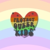 Pride Aufnäher: Protect Queer Kids | Regenbogen Herz gestickte LGBTQ + Applikation