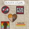 ANTIFA Aufnäher – 9 cm | Regenbogen oder Rot auf Schwarz | Bügelbild Applikation