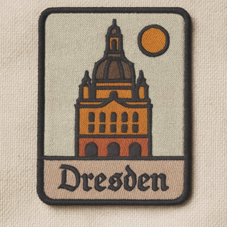 Dresden Aufnäher – Gestickter Aufnäher mit Frauenkirche, Deutschland Souvenir (ca. 8 cm) Filz, Polyester