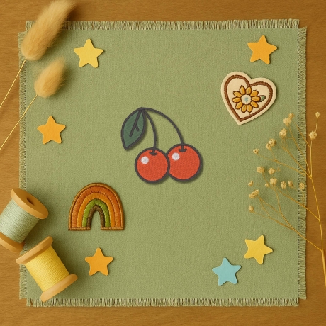 Retro Patch Kirschen– Stickpatch in Wunschgröße | Vintage, Rockabilly, Frucht