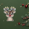 Weihnachten Aufnäher | Gesticktes Rentier mit Lichtern - 7,5 cm - Urlaub aufbügelbare Applikation