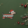 Weihnachtlicher Aufnäher Dackel Stickapplikation | Weihnachtshund mit Weihnachtsmütze (8 cm)