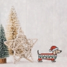 Weihnachtlicher Aufnäher Dackel Stickapplikation | Weihnachtshund mit Weihnachtsmütze (8 cm)