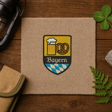 Gestickter Aufnäher Bayern Aufnäher, blau weiß, ca 8 cm, zum aufbügeln