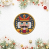 Nussknacker Aufnäher – 9 cm runder Weihnachts-Aufnäher | Festliche Stickerei blau & gold