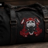 Großer Totenkopf Biker Patch – 10 x 12 cm | Totenkopf Aufnäher rot schwarz | Motorrad Rocker Style