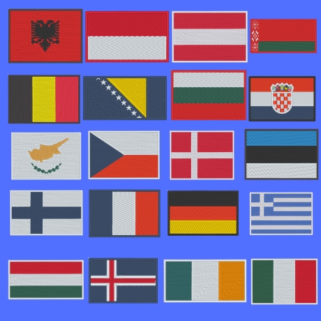 Europäische Länder Flagge Patch, Deutschland, UK, Irland gestickte Aufbügler