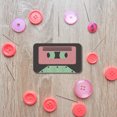 Retro Aufnäher: Kassette 80er Jahre Mixtape Stickapplikation