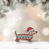 Weihnachtlicher Aufnäher Dackel Stickapplikation | Weihnachtshund mit Weihnachtsmütze (8 cm)