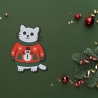 Weihnachtskatze Aufnäher | 8cm | Bügelbild | Kätzchen im Weihnachtspulli