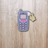 Retro Aufnäher | Y2K Handy Applikation: Bestickter 90s Style Anhänger mit Teddybär-Anhänger