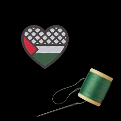 Palästina Patch – Palästina Herz – 6 cm – Keffiyeh & Flagge, Rot Weiß Grün