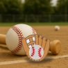 Gestickter Baseball Aufnäher: Handschuh & Ball zum Aufbügeln (7,5 cm)