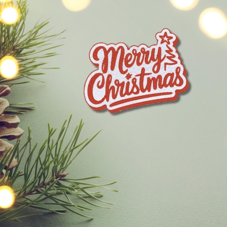 Festlicher Urlaub Filz Aufnäher | Aufgestickt Merry Christmas |. 8cm