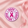 Breast Cancer Patch, Pink Ribbon Hope Fight Believe, 9cm Round