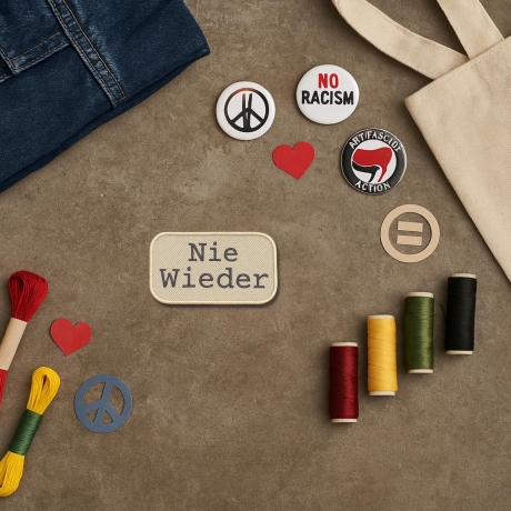 Nie wieder Patch: Politisches Aufbügler, gestickte Applikation