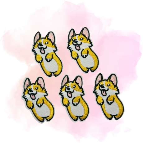 Corgis Aufnäher | Aufbügler Gestickter Hund Applikation