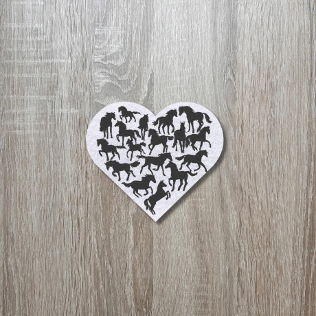 Pferdeliebhaber Aufnäher: Reiter Silhouette Herz Gestickte Applikation, 8 cm