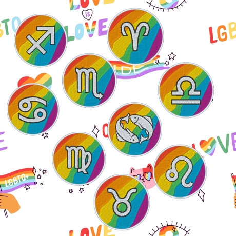 Pride Patch: Sternzeichen Regenbogen LGBTQ+ zum Aufnähen und Aufbügeln, 6 cm