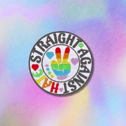 Pride Aufnäher – Rundes LGBTQ+ Aufnäher mit Peace-Zeichen, Regenbogen